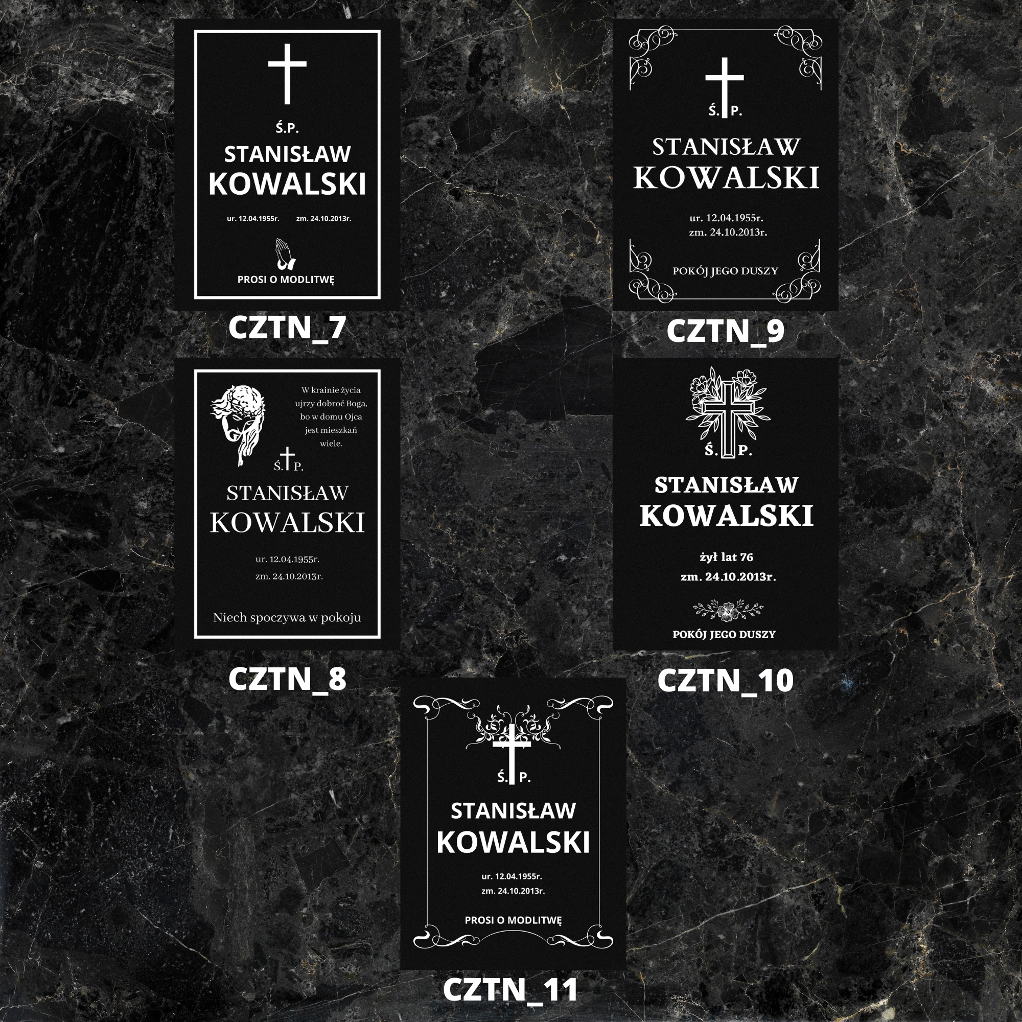 TABLICA NAGROBNA NAGROBKOWA ALUMINIUM wzór 40X30CM CZARNY MAT DUŻA 1-4 zm Marka 3dCity