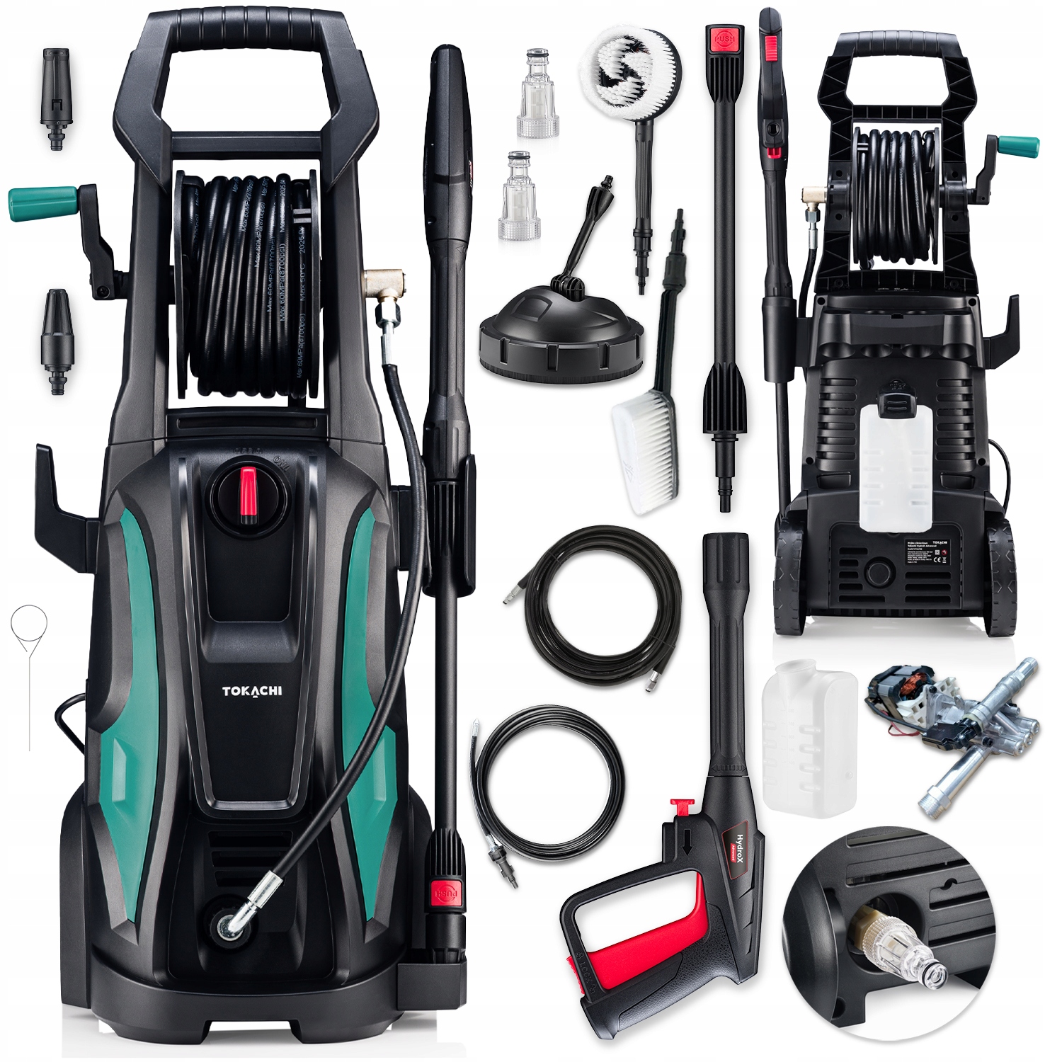 Myjka Ciśnieniowa 2400W Pompa Metalowa Mocna 180 Bar Pro Turbo Dysza Zestaw