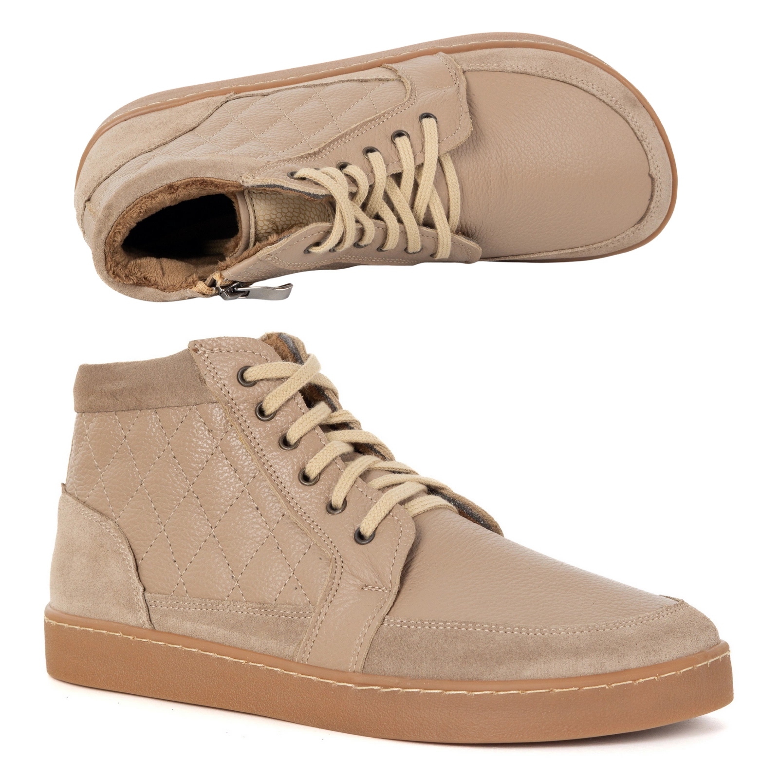 Dámské zimní barefoot kožené boty Z-B05 béžové 42