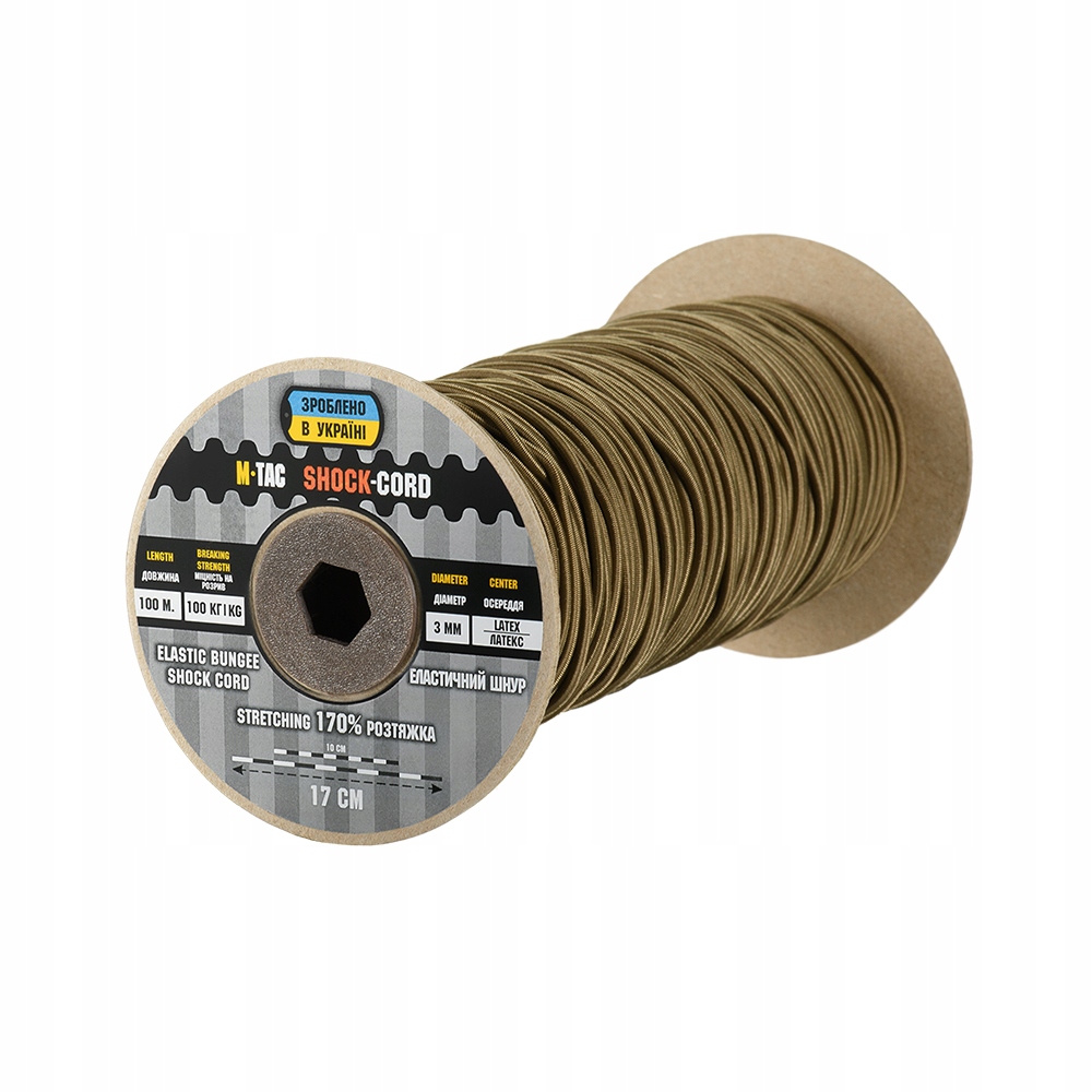 Bungee lanko M-Tac Shock-Cord 100 m 3 mm coyote – pružné 170%