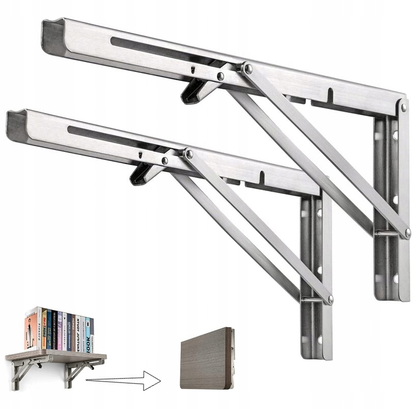 

Wspornik Półki Składany 160KG 50x17cm 2 Sztuk