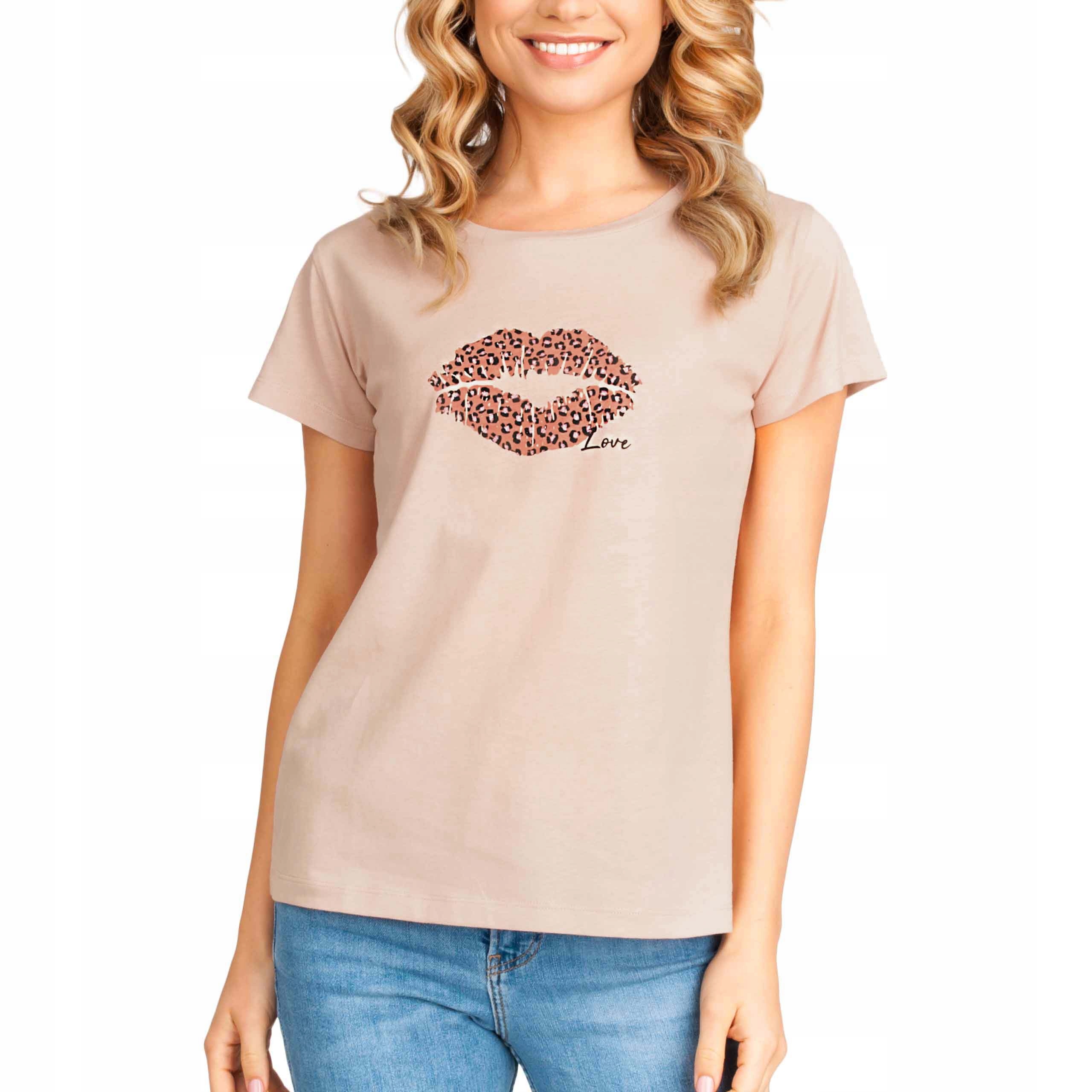 

T-shirt damski Koszulka Krótki Rękaw Usta XL