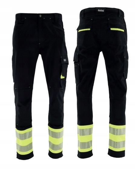 Spodnie robocze elastyczne długie Neon hi-vis Bhp Actiflex Neo czarne 50