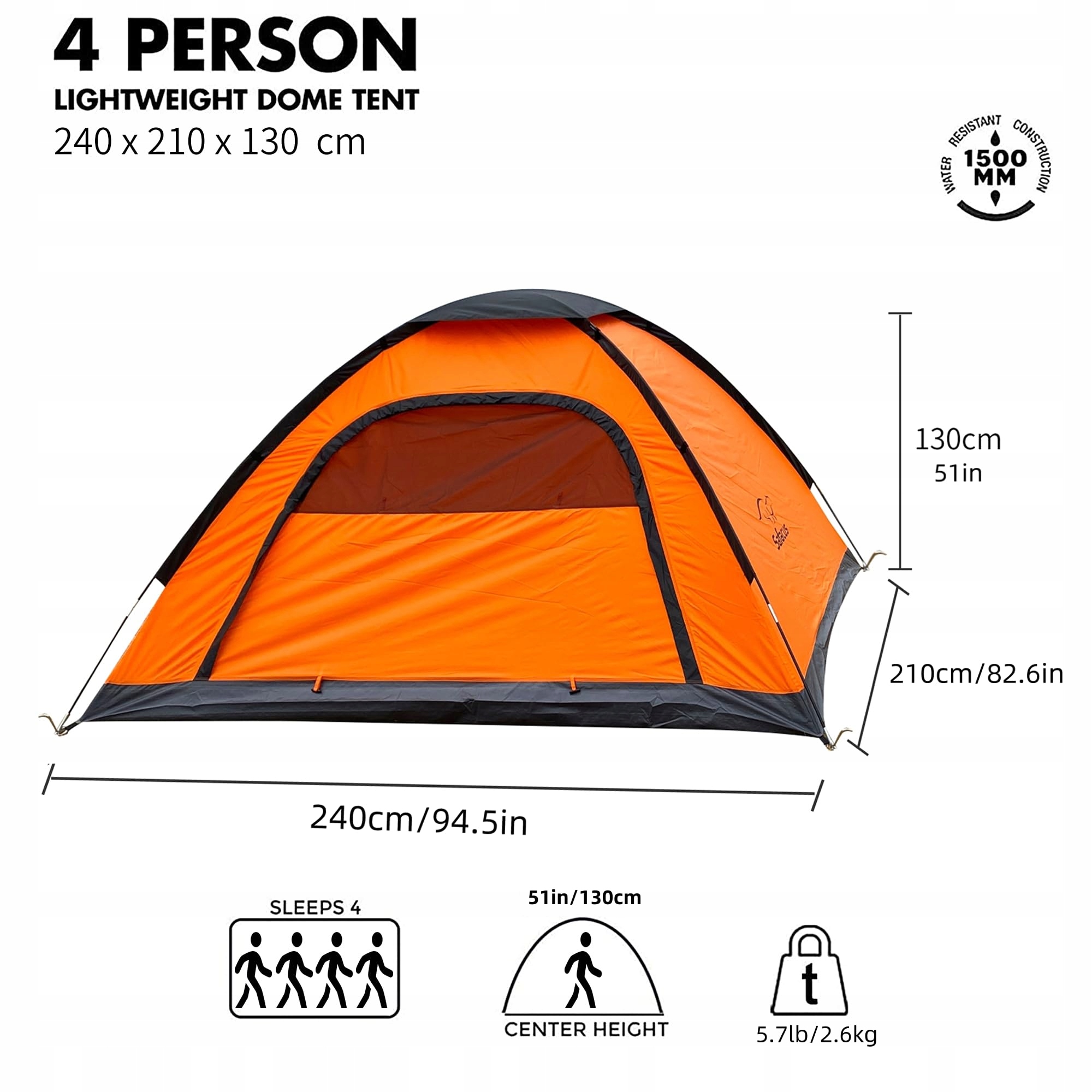 SAFACUS Namiot Kempingowy 3-4 Osobowy Lekki Wodoodporny Kopułowy Camping — miniatura 3