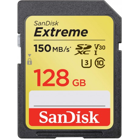 SANDISK 128GB SD SDXC Class 10 EXTREME 150MBs UHS3