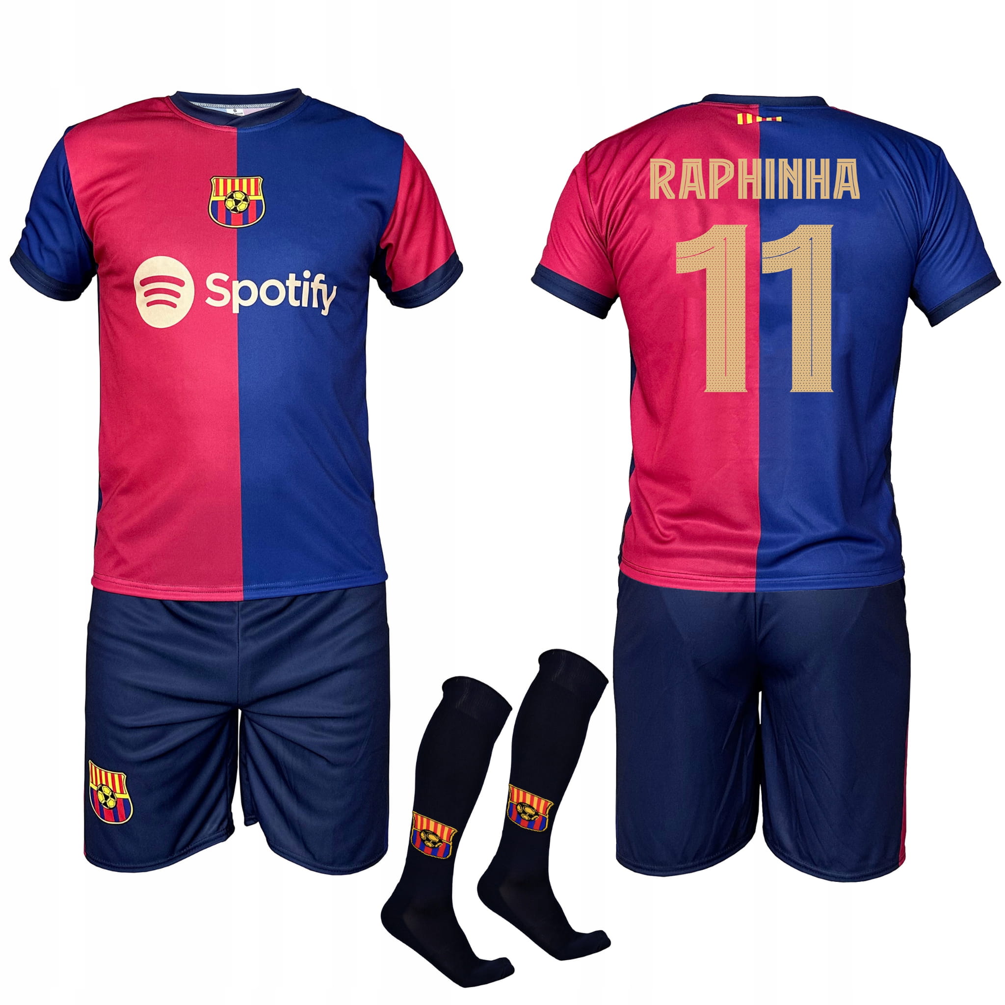 Raphinha Barcelona strój komplet piłkarski sportowy getry 134