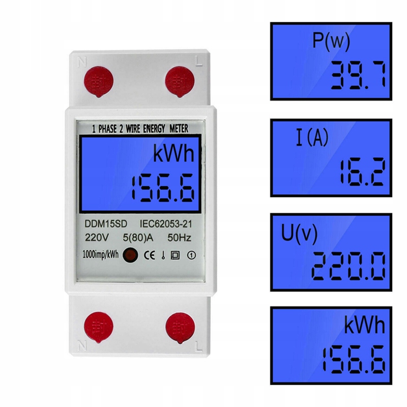 

Energii Licznik Jednofazowy Prądu Podlicznik 5-80