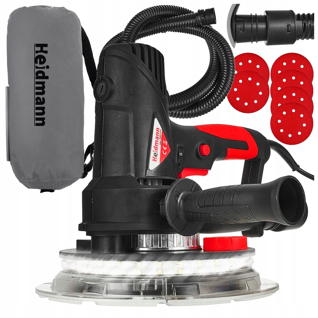 Szlifierka Do Gipsu Tynku Gładzi 190MM Odsysanie Pyłu 2xLED 360° Soft Start