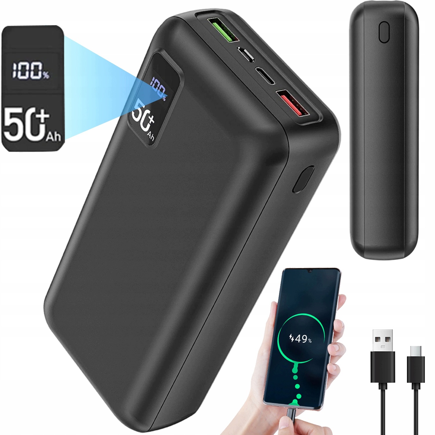Powerbanka 50000 Mah Pd 22.5W Fast Charge Led 3 Usb Porty Pro Kancelářské Cestování