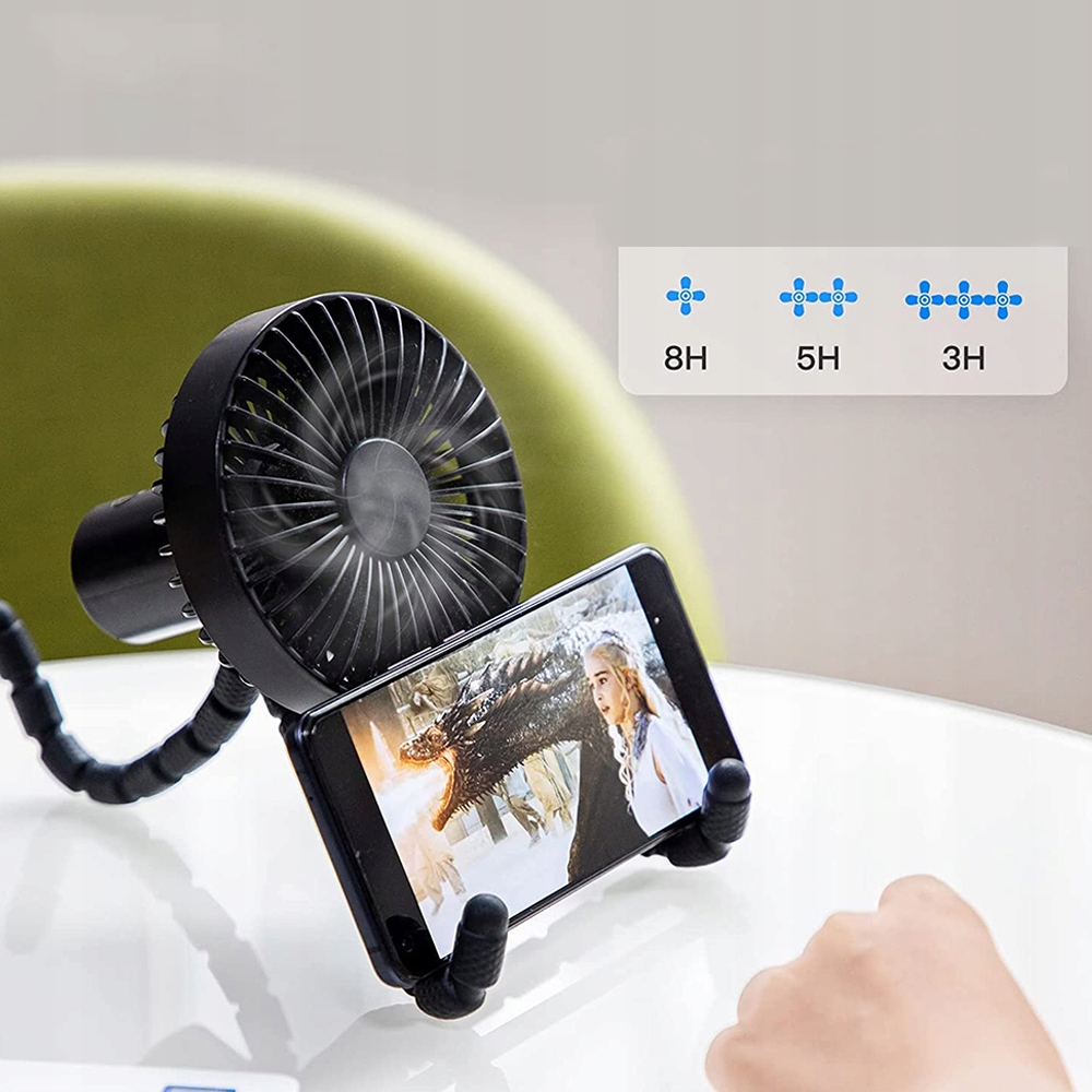 WENTYLATOR Z KLIPS 1800MAH 3 PRĘDKOŚCI DO WÓZKA, FOTELIKA SAMOCHOD, NAMIOTU Marka Bedee