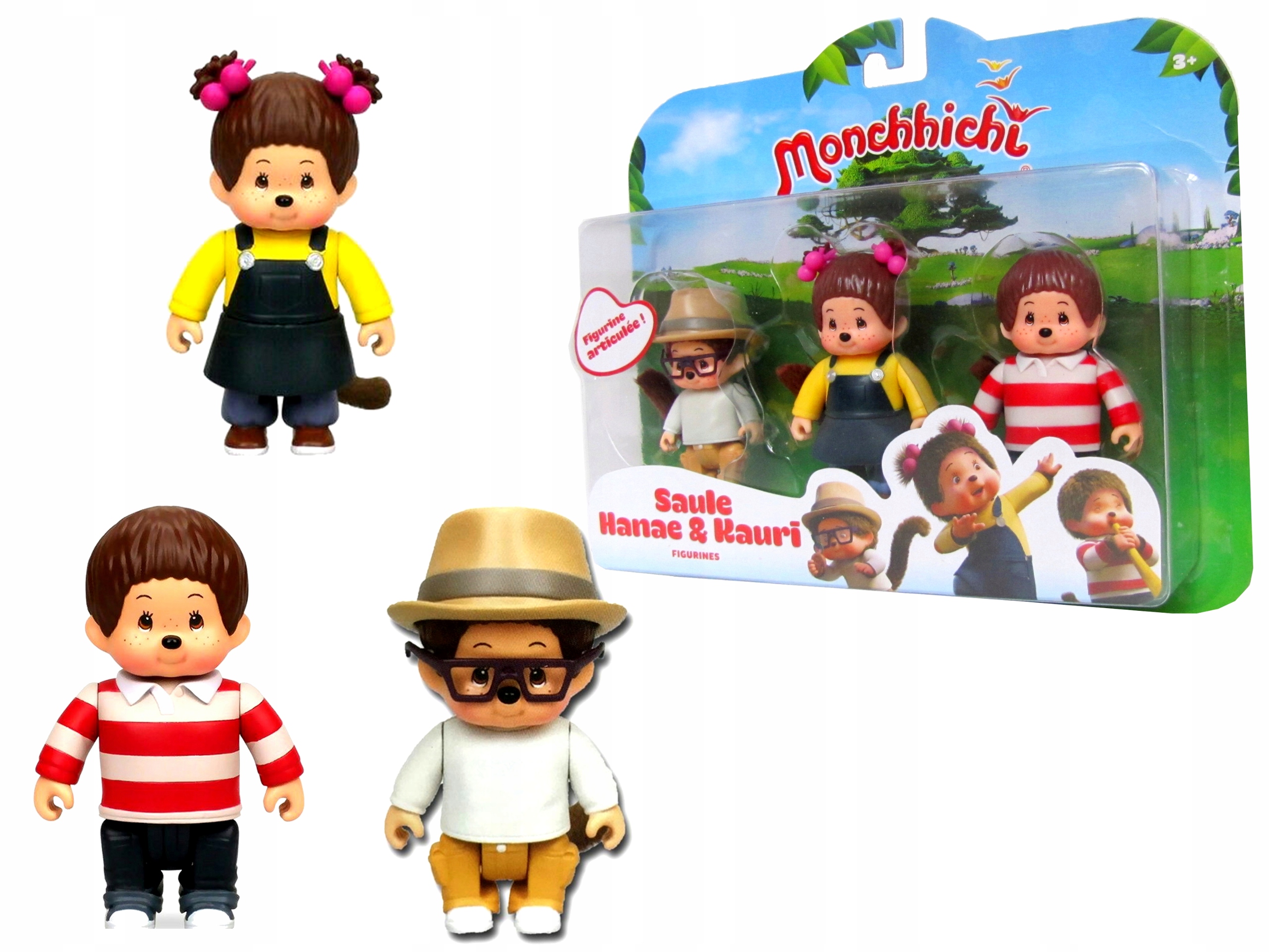 

Zestaw_ 3 figurki Małpki z bajki Monchhichi małpa