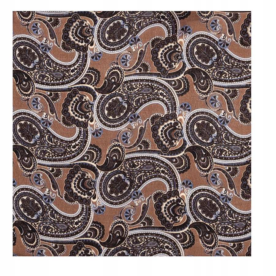 Hnědý vlněný pánský kapesníček ve vzoru paisley Pako Lorente One Size