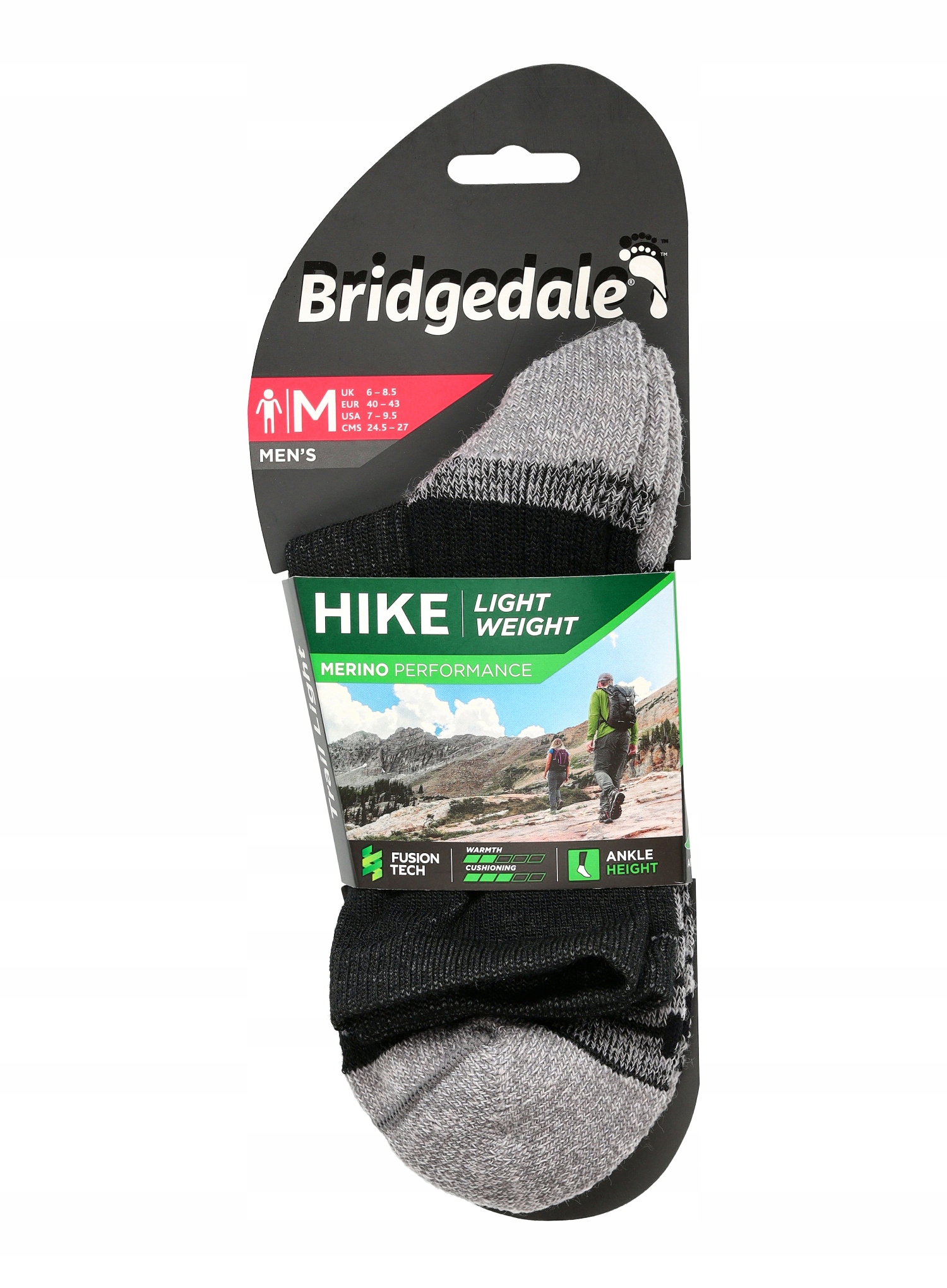 Skarpety turystyczne Bridgedale Hike Lt Merino P 3/4 Crew blk/silver 44-47 Materiał dominujący Poliamid