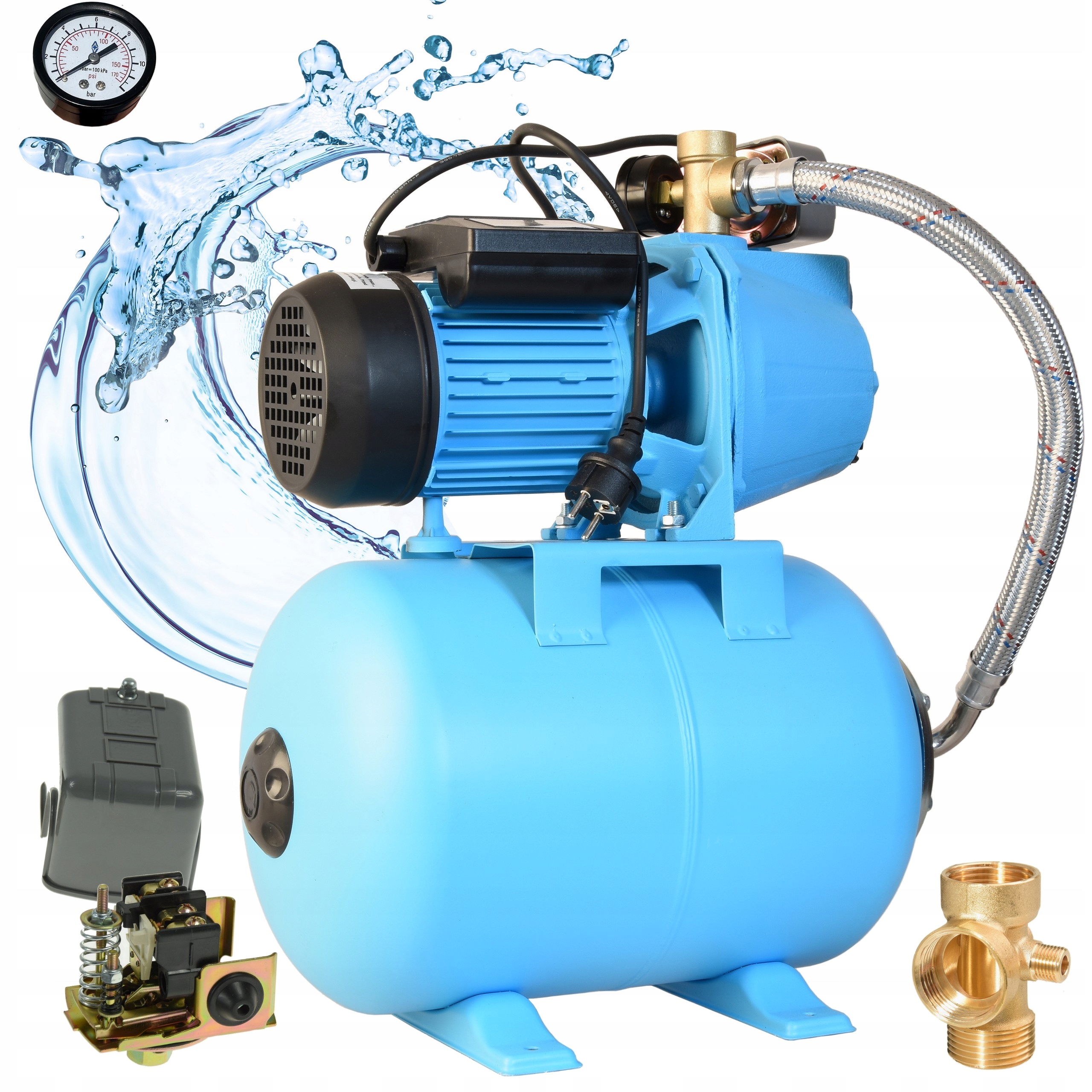 Hydrofor Na Vodu 24L Čerpadlo Set 370W Silné rotory Aisi 304 2520 l/h