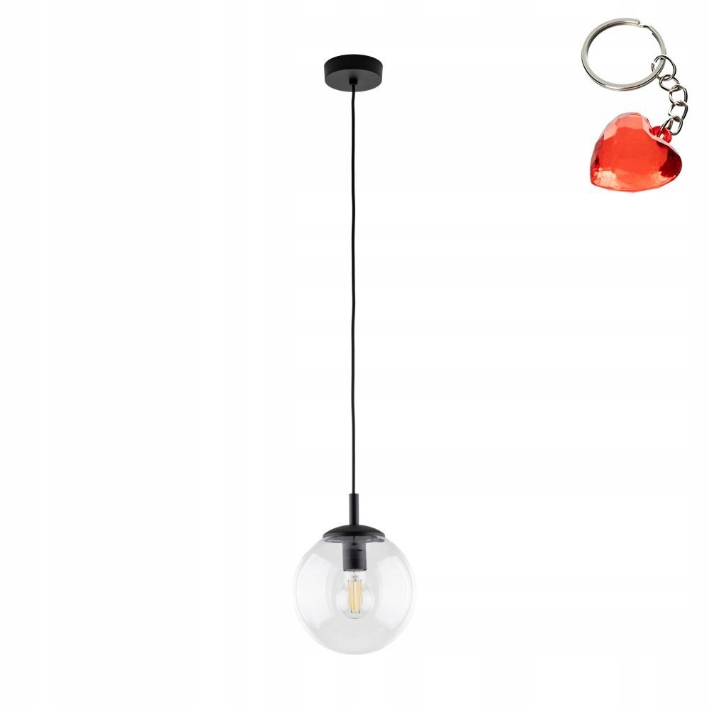 Závěsná lampa Zwis Pendel Esme Černá Průhledná E27 30 cm Tk Lighting