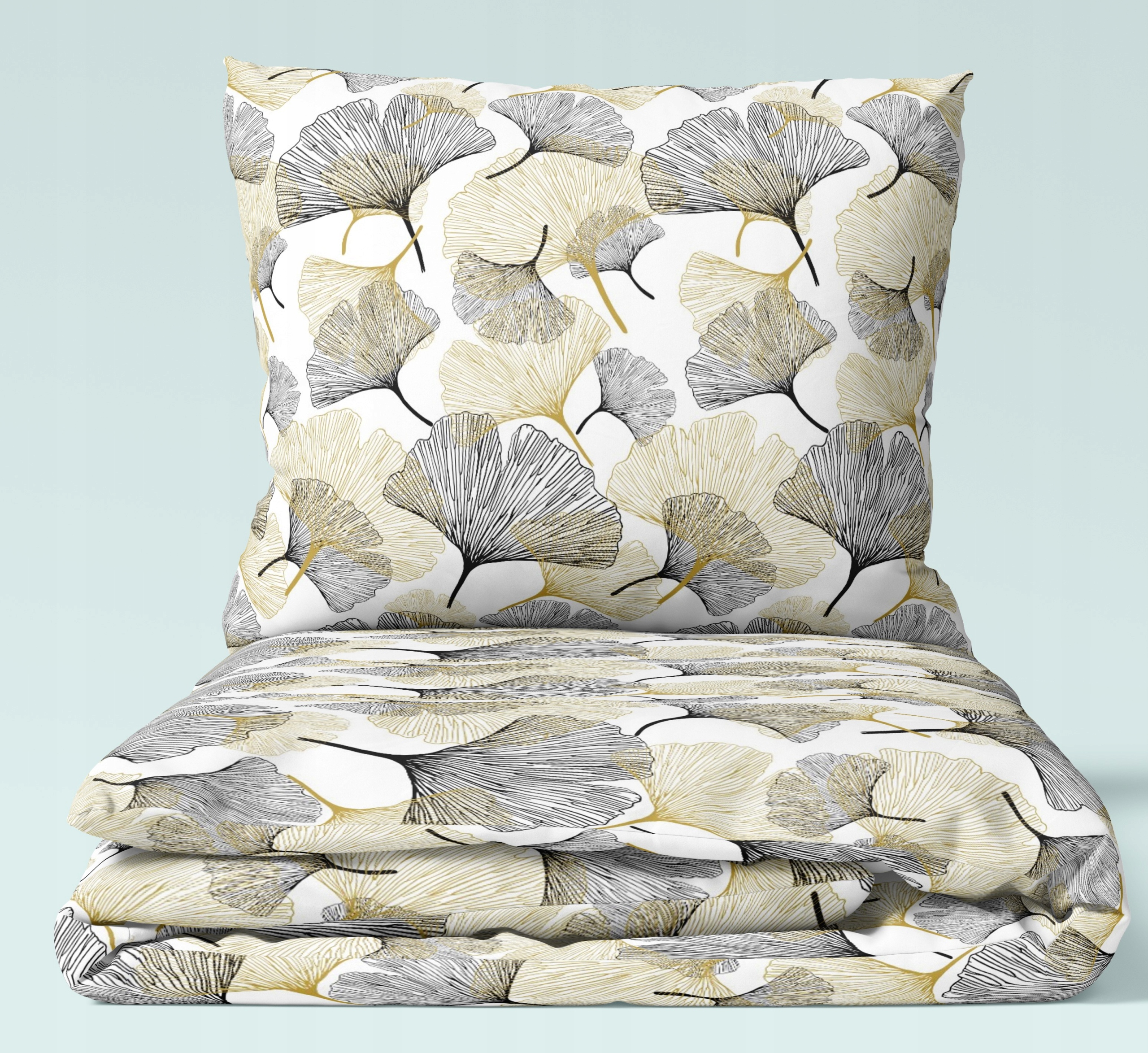 Sada povlečení bavlna 160 x 200 polské mořské řasy zlato černé dárek