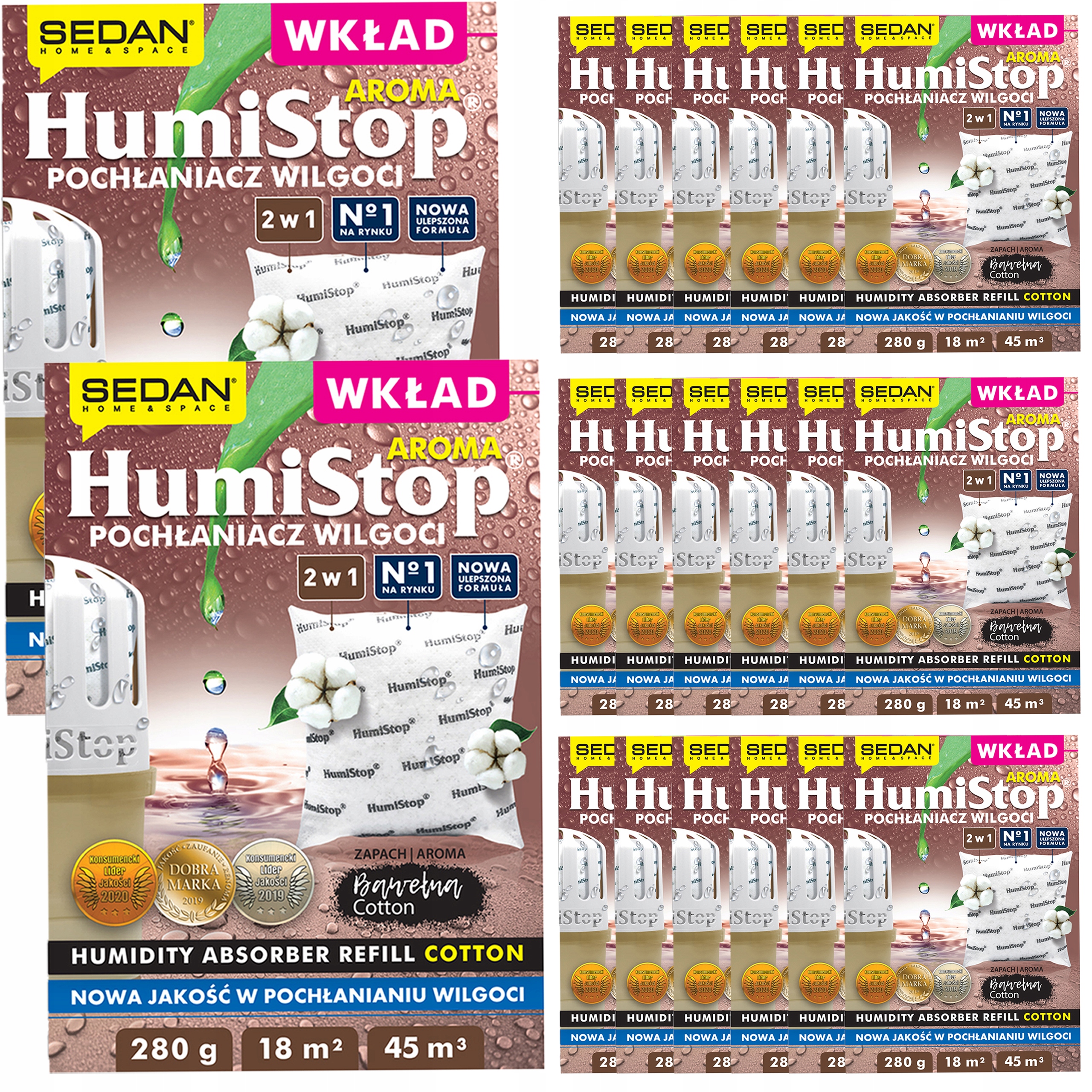 20 x Vôňová náplň 280 g do pohlcovač vlhkosti HumiStop Náhradná náplň Bavlna