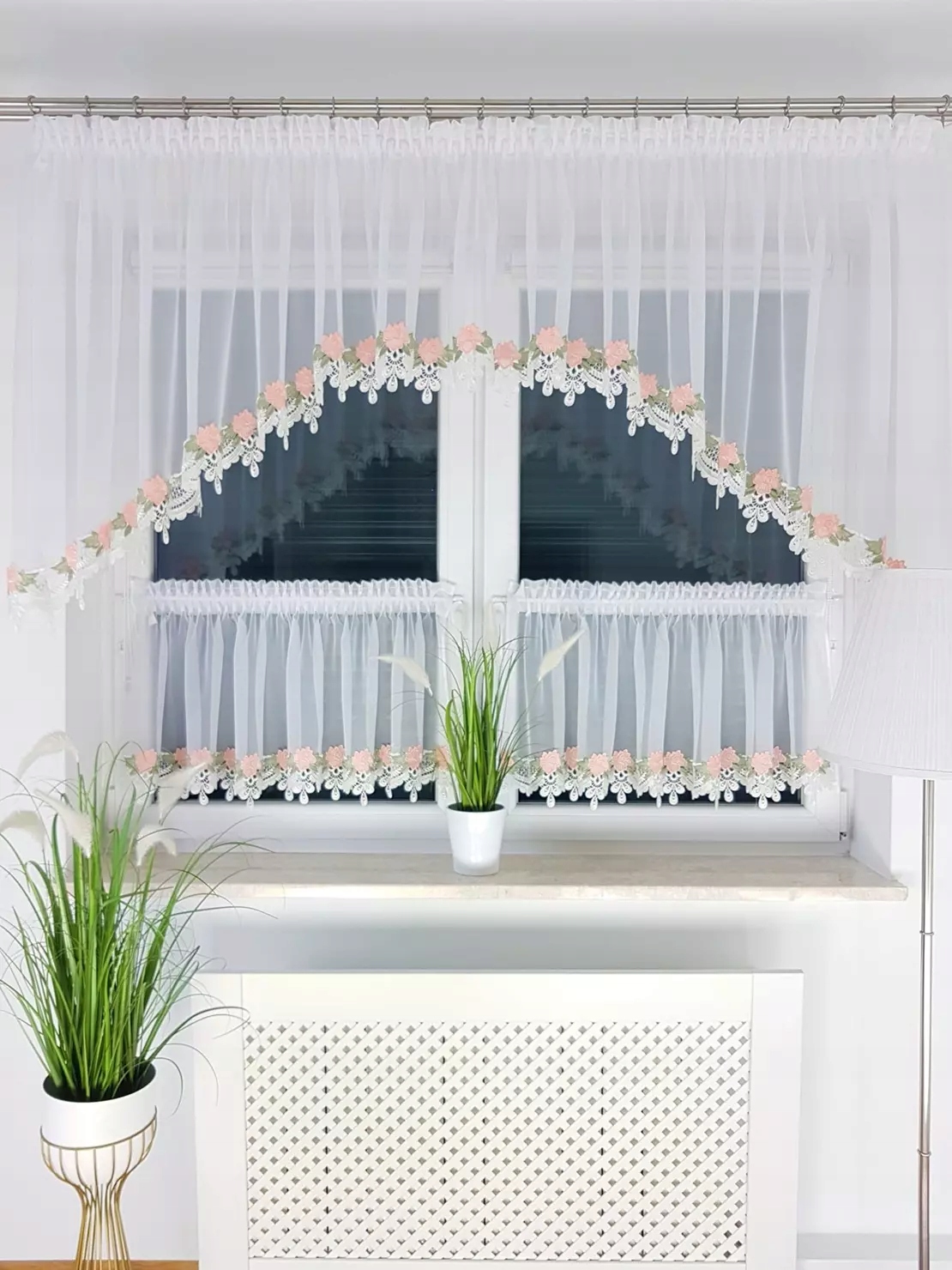 Krótka Firana Z Zazdrostkami 400CM Firana Kuchenna Firana Do Kuchni Woal