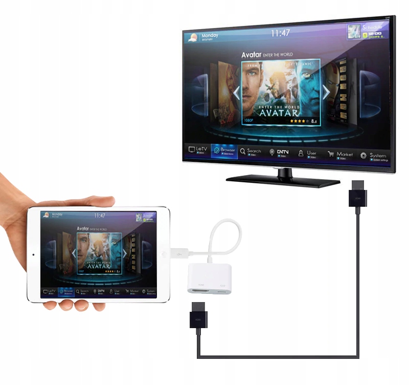 ADAPTER PRZEJŚCIÓWKA LIGHTNING HDMI AV iPad iPhone Załączone wyposażenie miska miarka do ziaren miarka do oleju