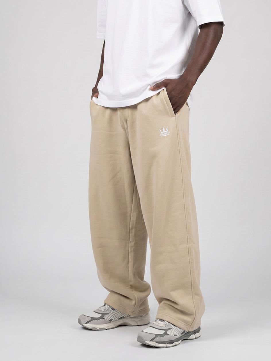 Pánské teplákové kalhoty Baggy Pískové Hnědé Jigga Wear Logo Drawcord Xs