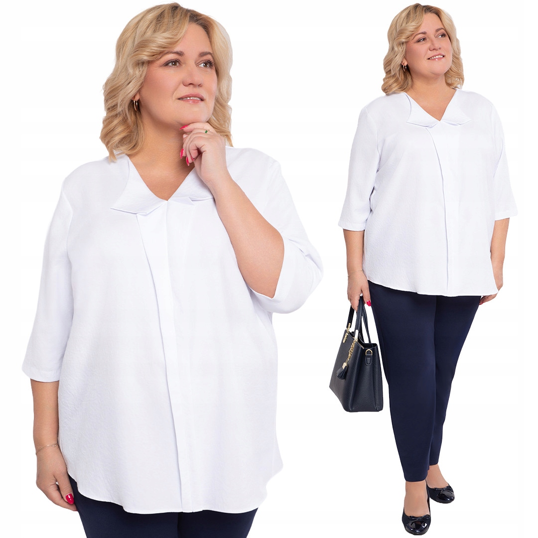 Lněná volná halenka v bílé barvě plus size velikost 54