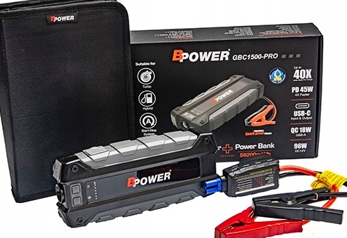 GBC1500-PRO Booster Rozruchowy 1500A Peak 3000A Do 8L 12V Powerbank Usb-c