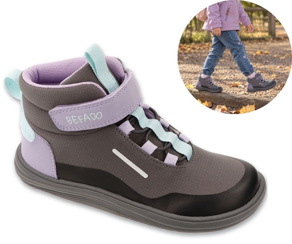 Befado szare trzewiki buty jesienne dla dziewczynki na rzep Barefoot 32