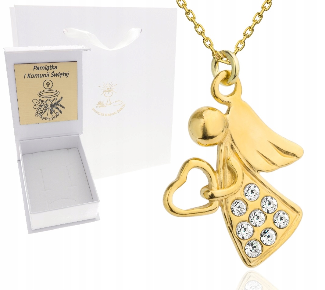 Zlatý náhrdelník řetízek Anděl zirkon 45 cm