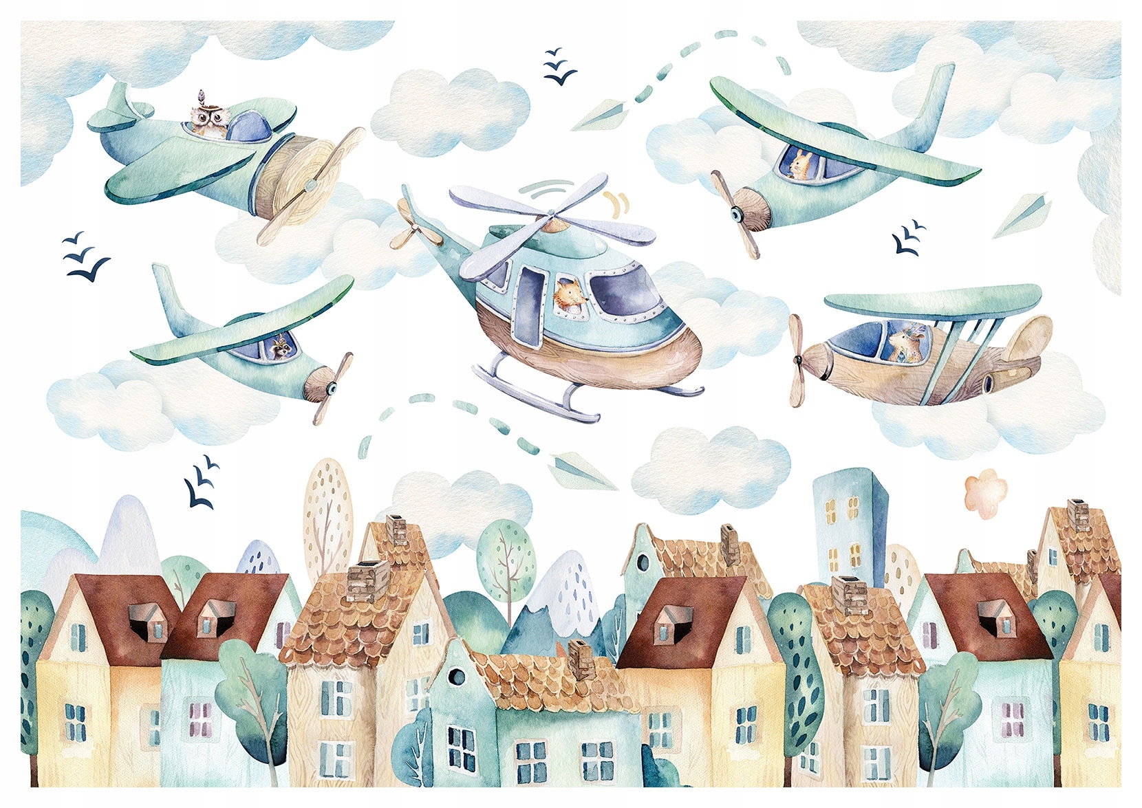 Fototapeta Letadla Mraky Dobrodružství v nebi pro děti 400x280 ptáci lepidlo