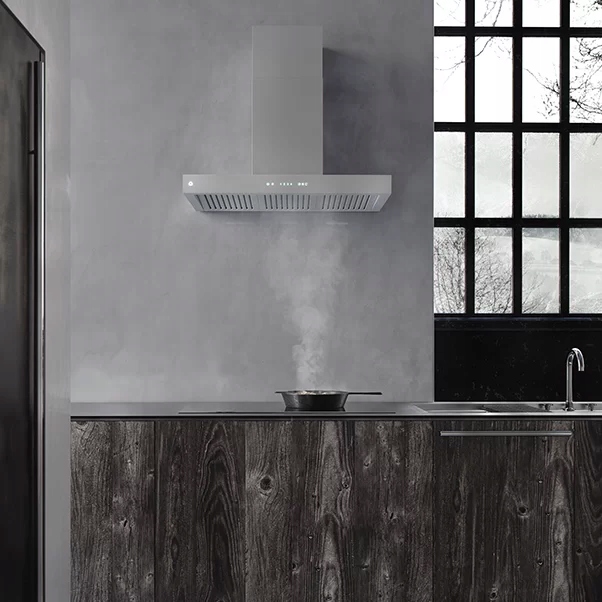 OKAP PRZYŚCIENNY CIARKO DESIGN T-SHAPE INOX Wysokość maksymalna 95.5 cm