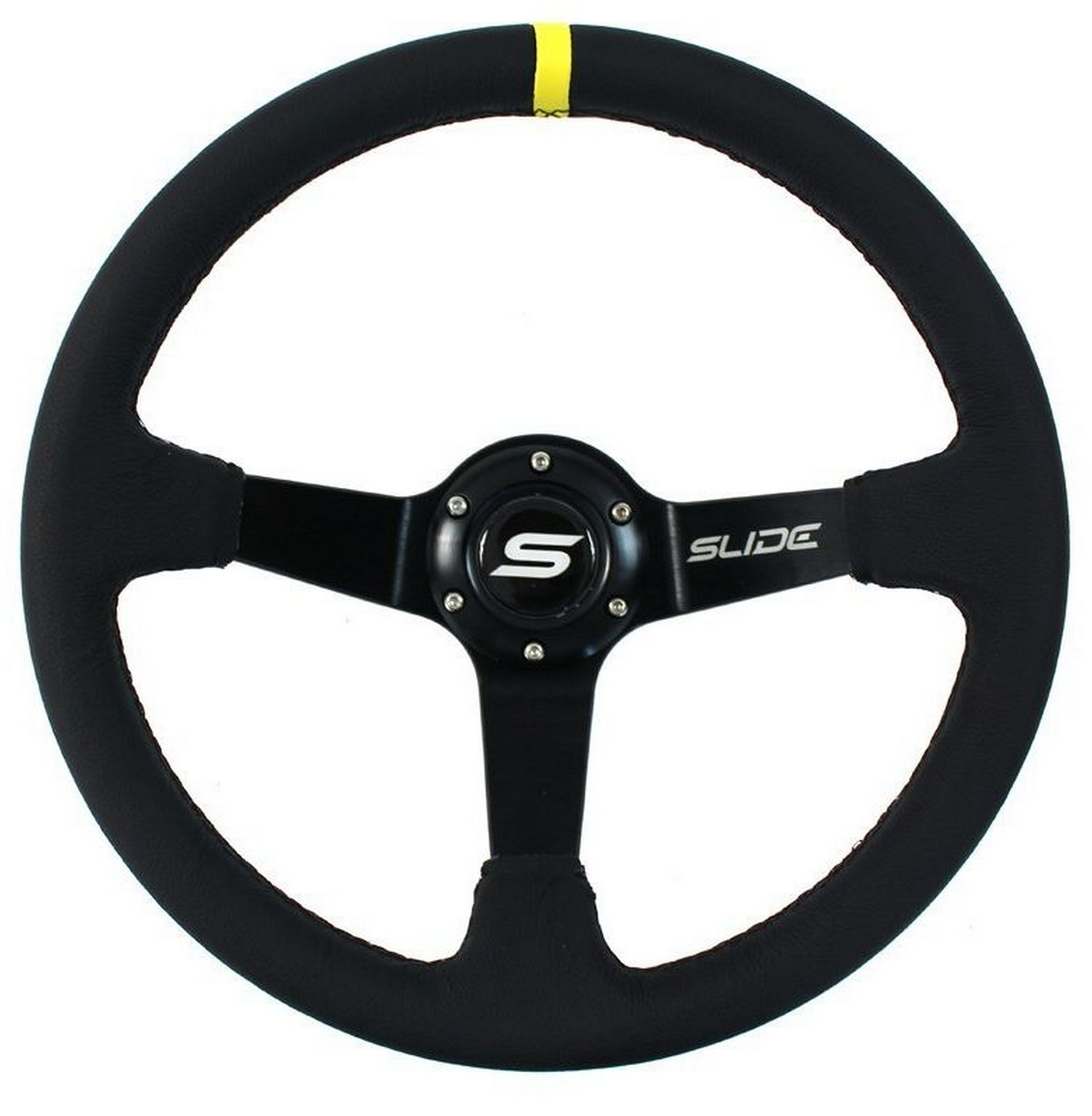 Руль слайд 350 мм смещение: 80 мм кожа желтый St