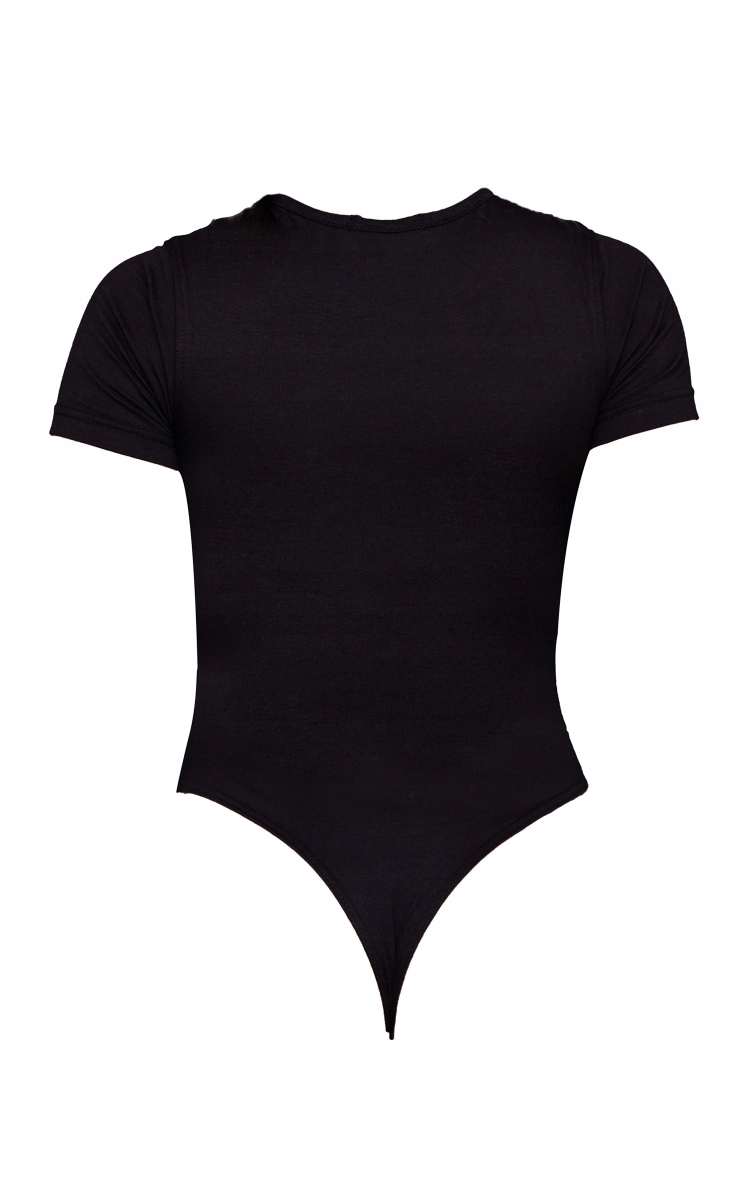 PRETTYLITTLETHING BODY CZARNE Z NAPISEM KRÓTKI RĘKAW RM D564103 Dekolt okrągły