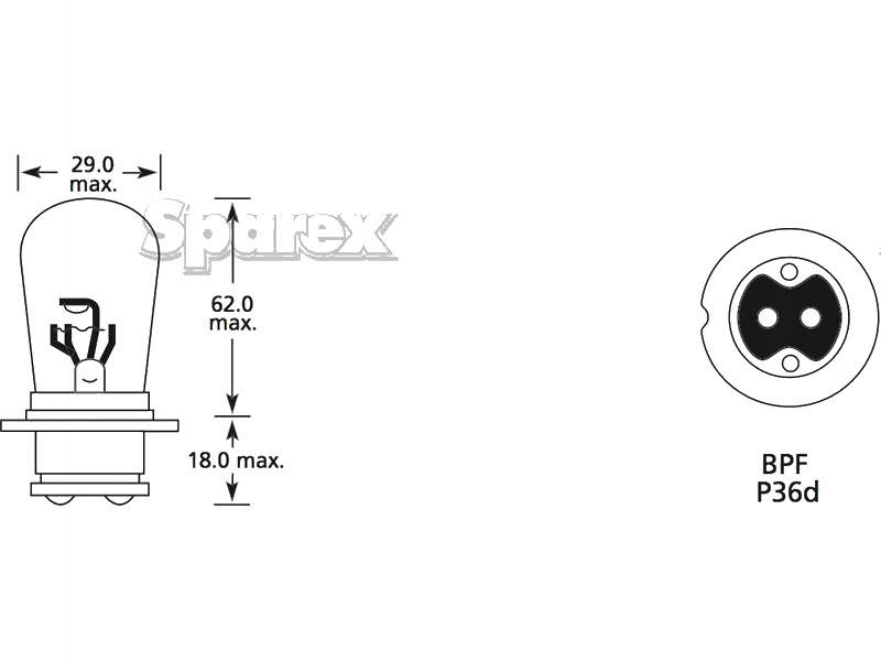 Żarówka 12V, 50/40W, P36d
