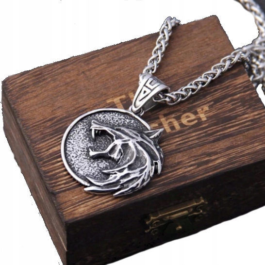 MEDALION WITCHER WIEDŹMIN GŁOWA WILKA Z PUDEŁKIEM PUDEŁKO