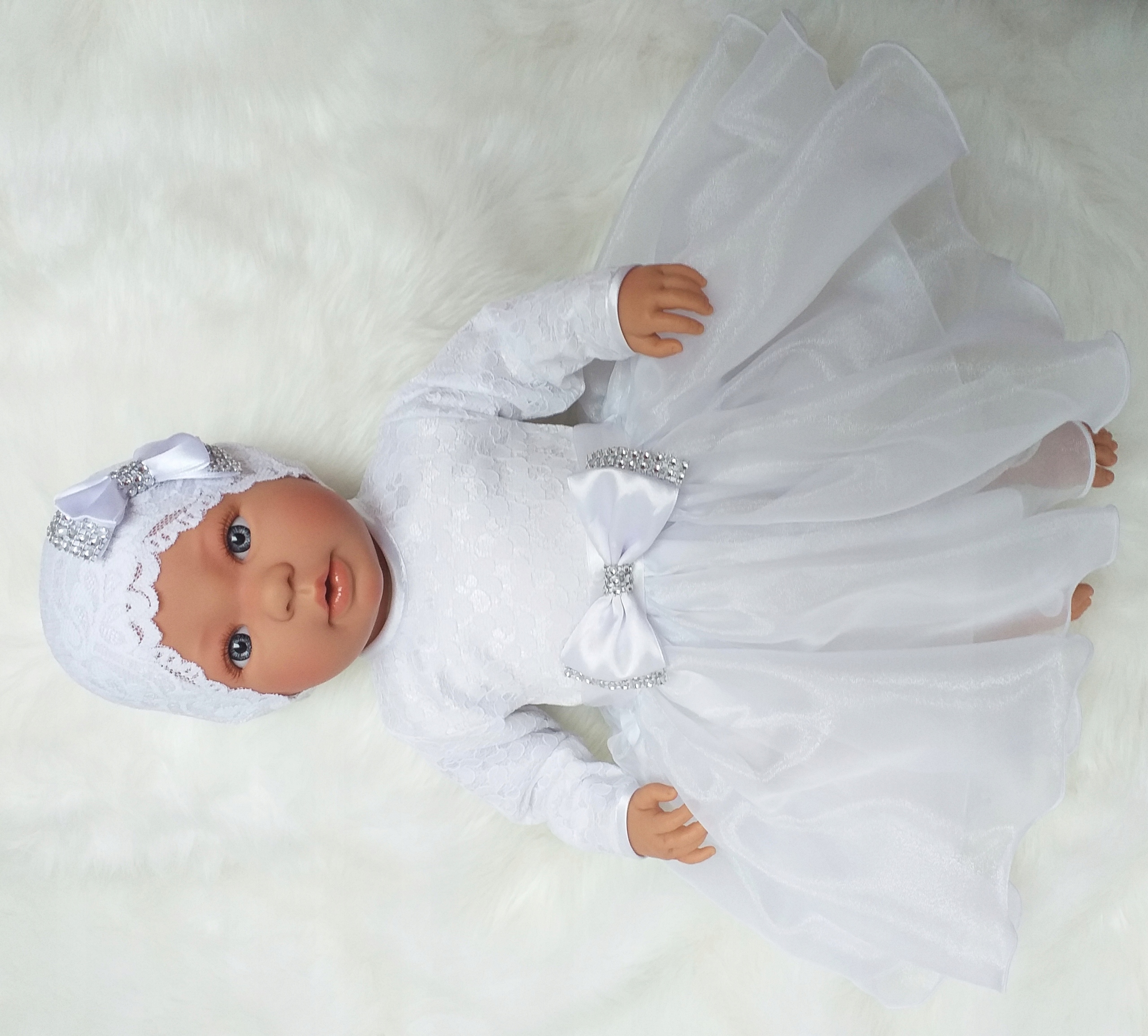 3CZ KOMPLET do chrztu SUKIENKA ubranko R.68 Rozmiar 68