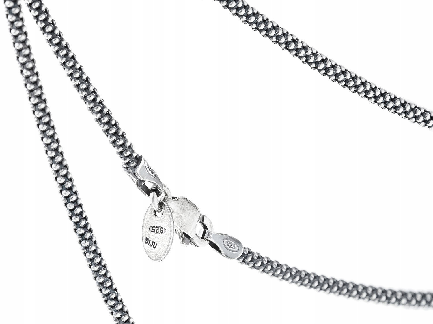 Krátký stříbrný dámský oxidovaný Řetízek Popcorn 2 mm Coreana Choker 38 cm