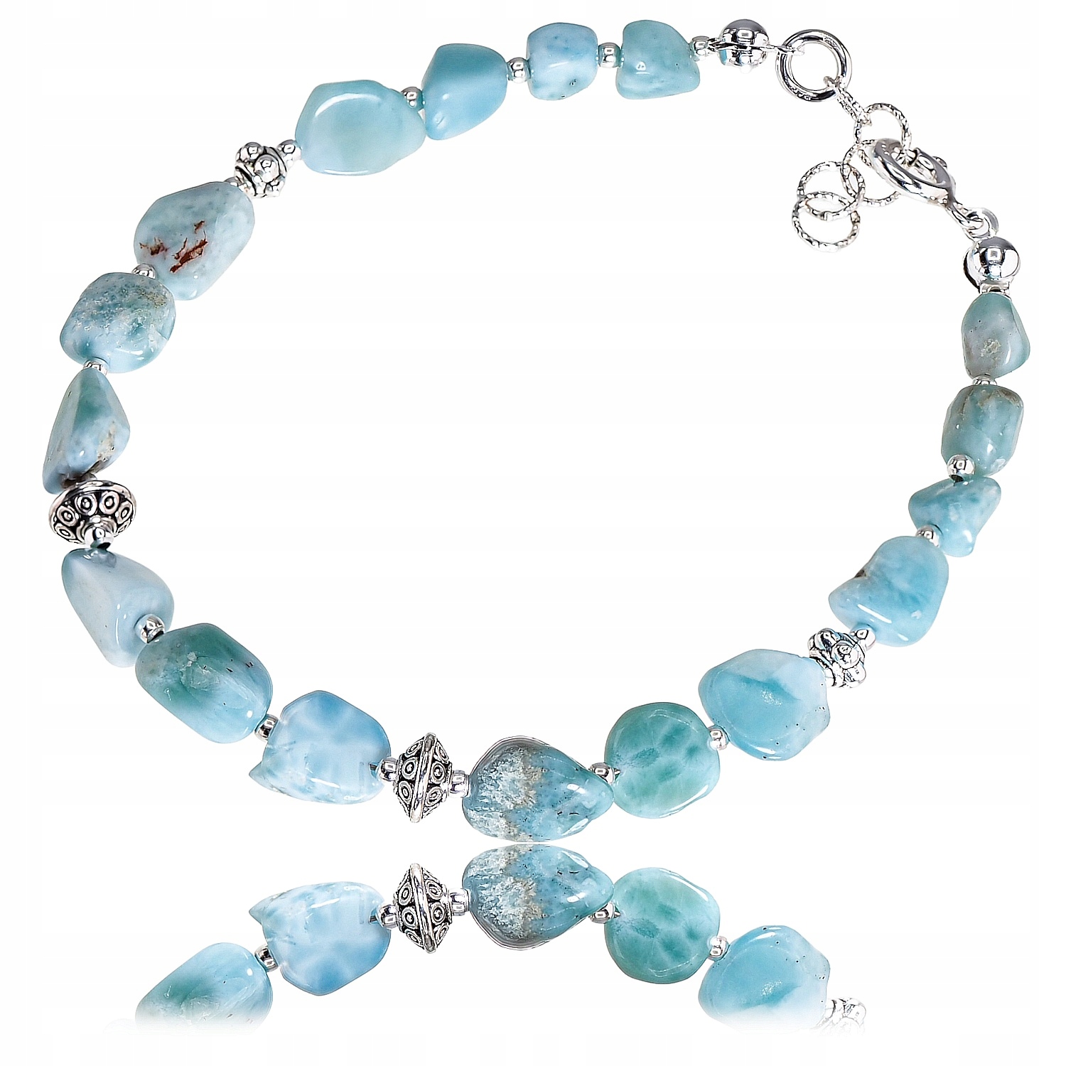 Naturalny Larimar Bransoletka Srebro