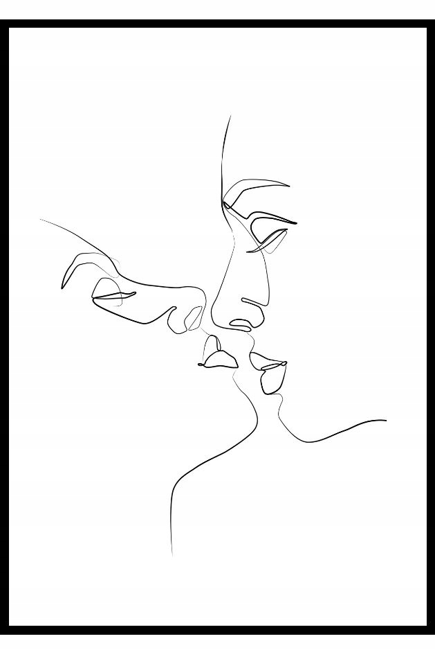 

40x50 plakat zakochani grafika miłość love kiss bw