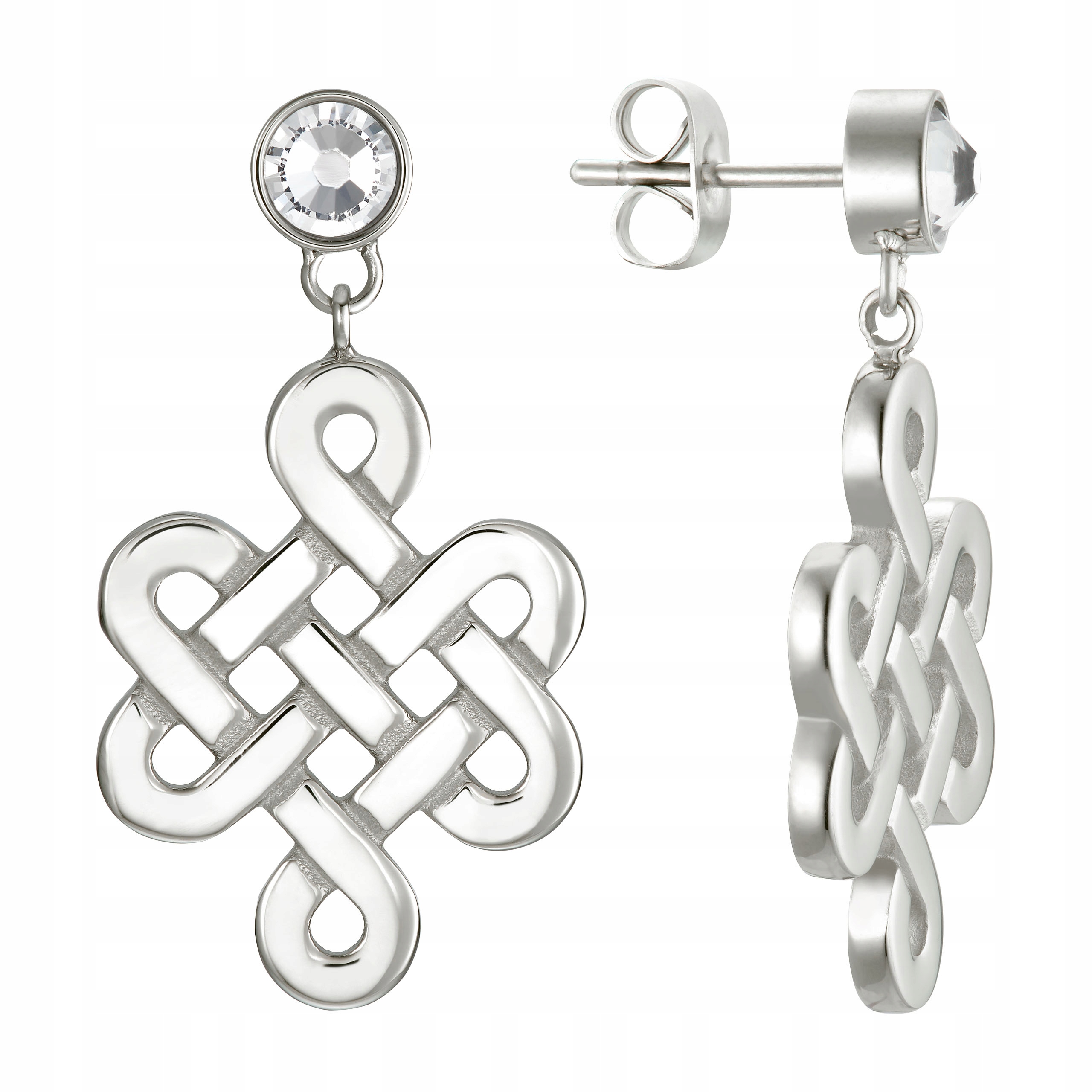Náušnice s krystaly Spletené srdce Ocel Chirurgická tyčinka