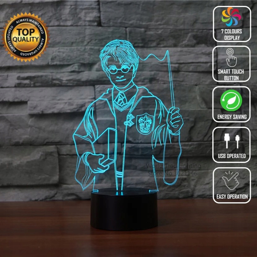 Lampka Nocna Stołowa 3D Led Harry Potter Z Pilotem