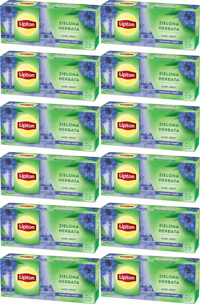 Herbata zielona Lipton Earl Grey 20 torebek 32 g x12