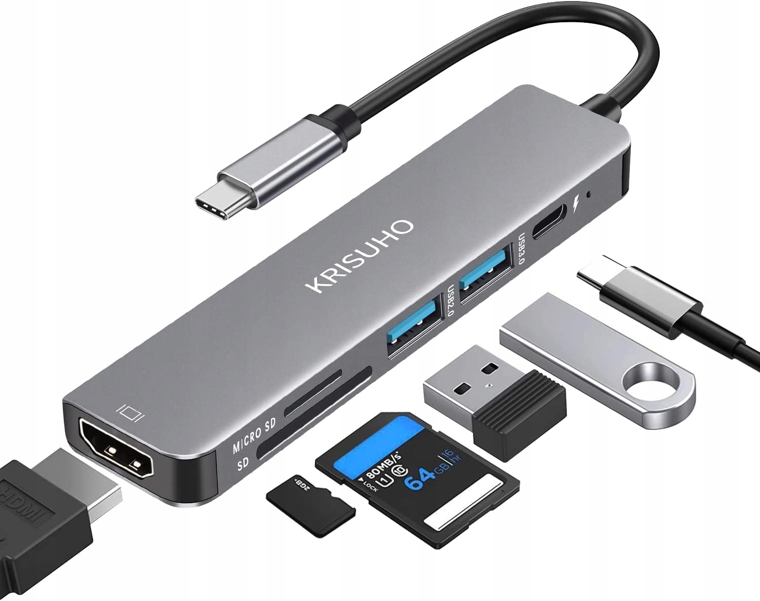 ADAPTER USB HUB DO LAPTOPA MACBOOKA 6W1 USB C HDMI