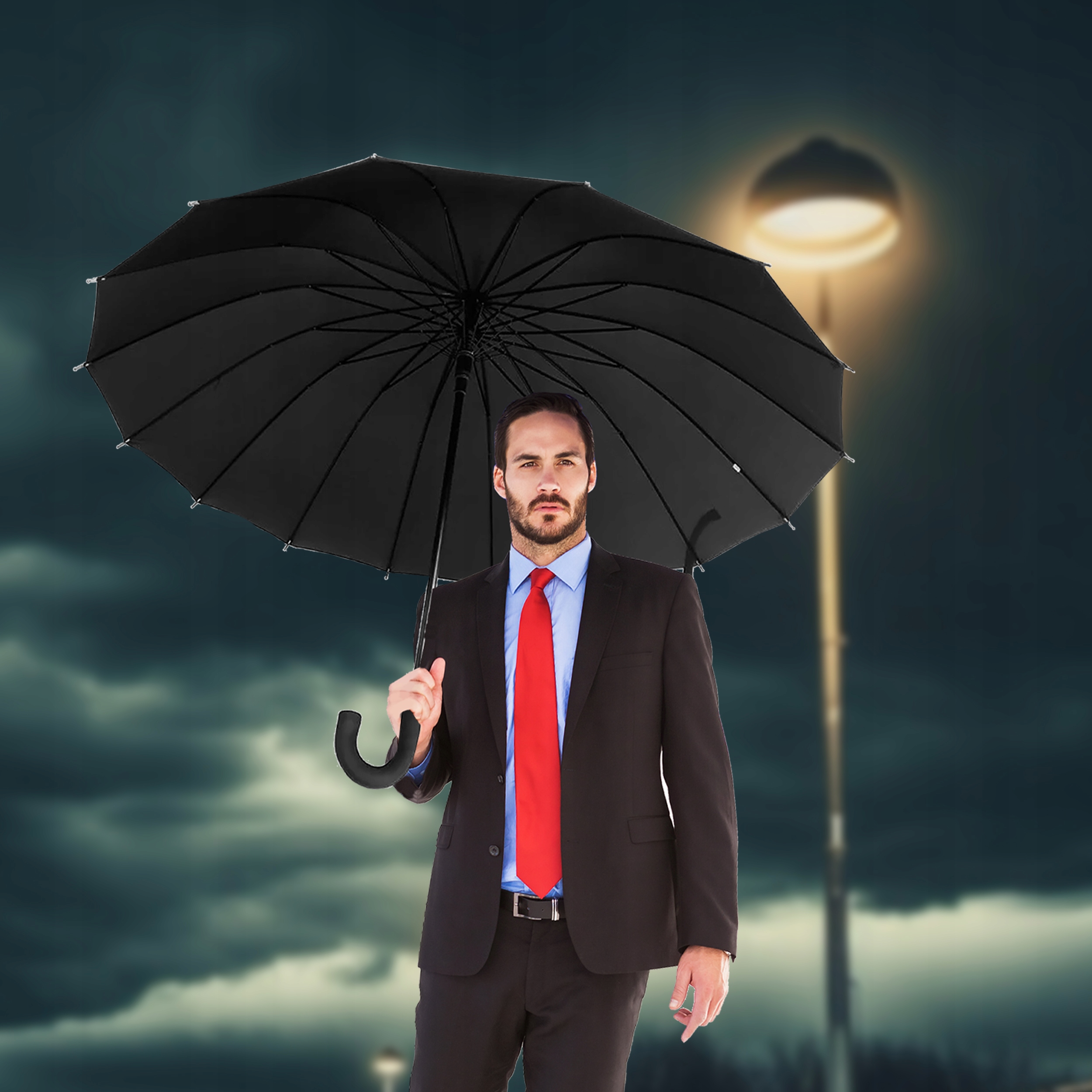 PARASOLKA Męska Parasol Męski Składany Automatyczny Automat Czarny Włókno Kod producenta 2246