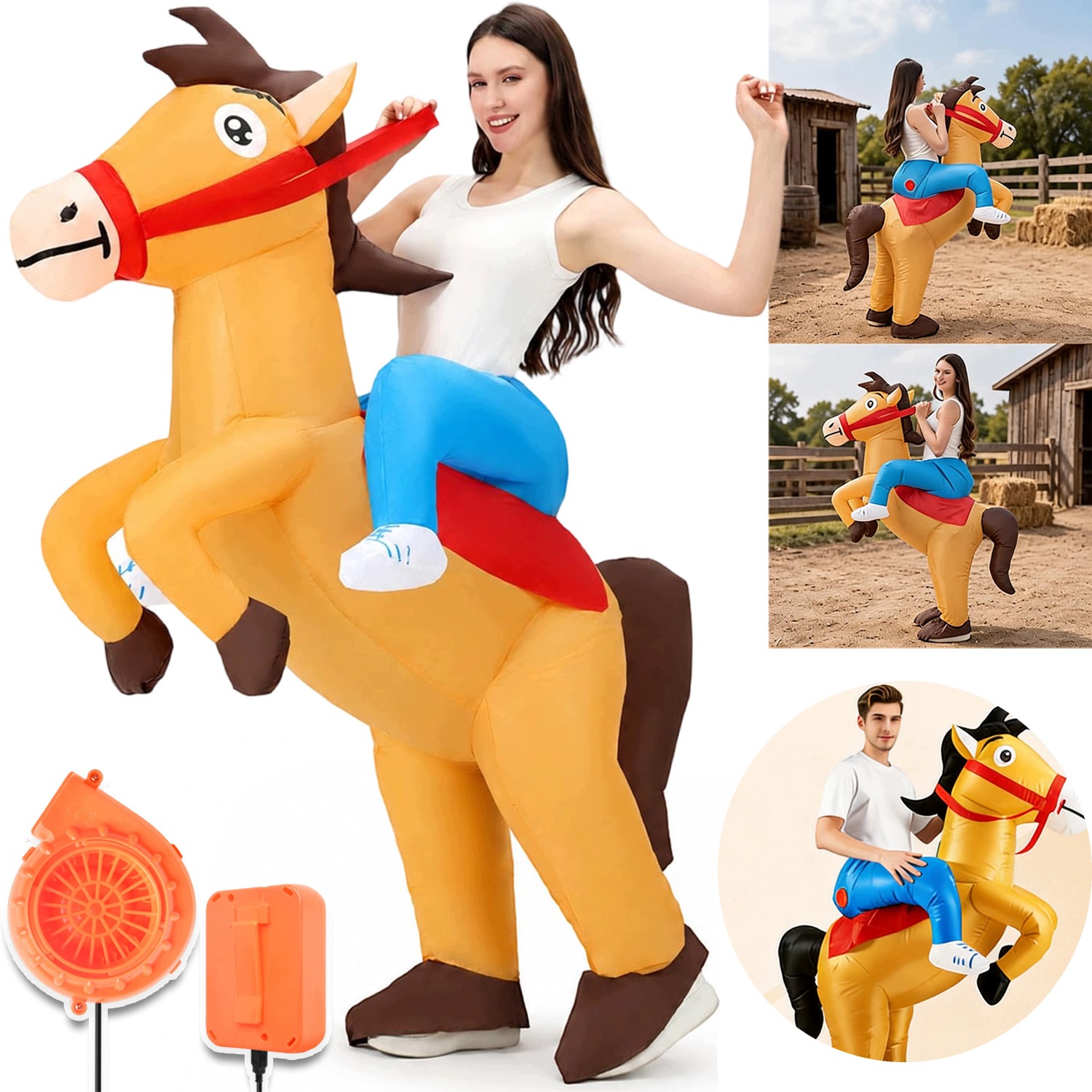 Nafukovací Jezdec Na Koni, Cosplay, Halloweenský Kůň Odolný Proti Roztržení