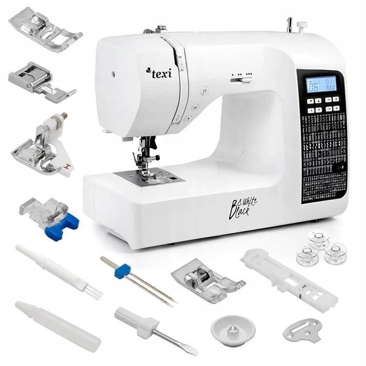 Maszyna do szycia Texi Black&white domowa komputerowa 200 ściegów alfabet