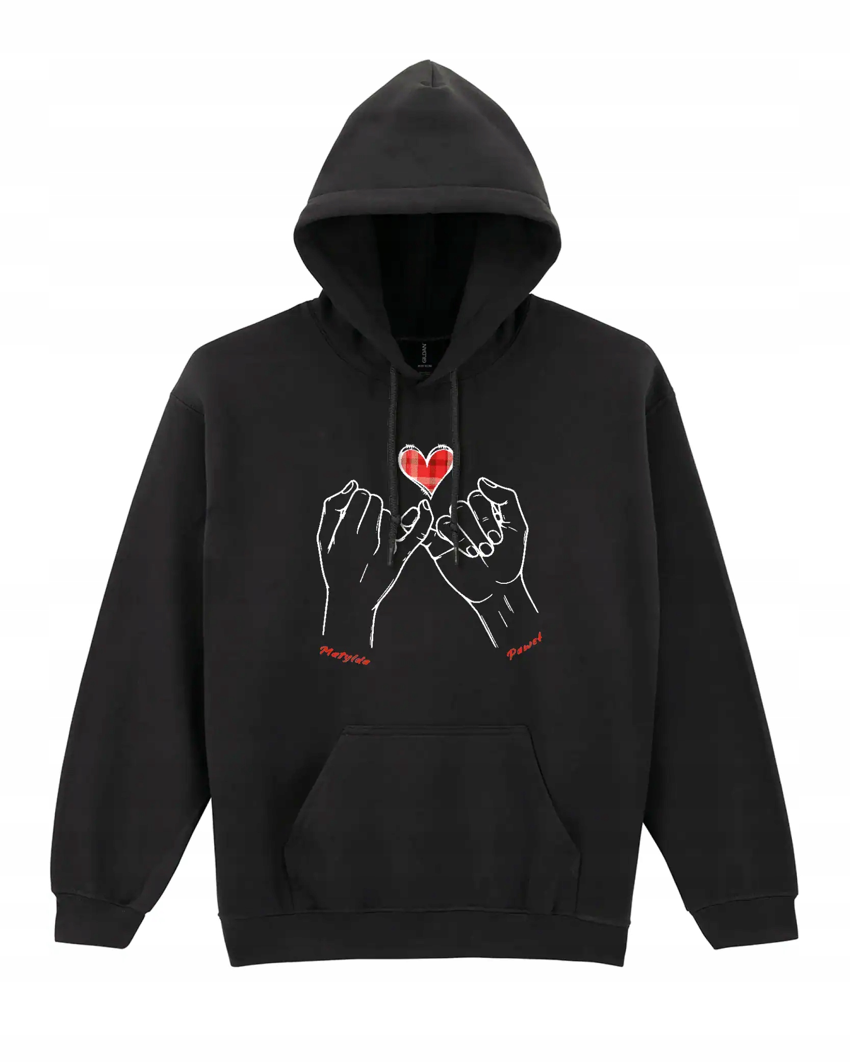 Personalizovaná Mikina s kapucí ruce a jména, černá, XL