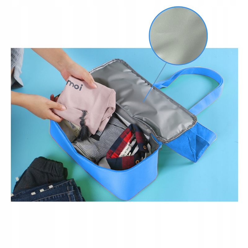 TORBA PLAŻOWA TERMICZNA Z IZOLACJĄ PIKNIKOWA 2W1 Z SIATKI CHŁODZĄCA DUŻA Pojemność 25 l