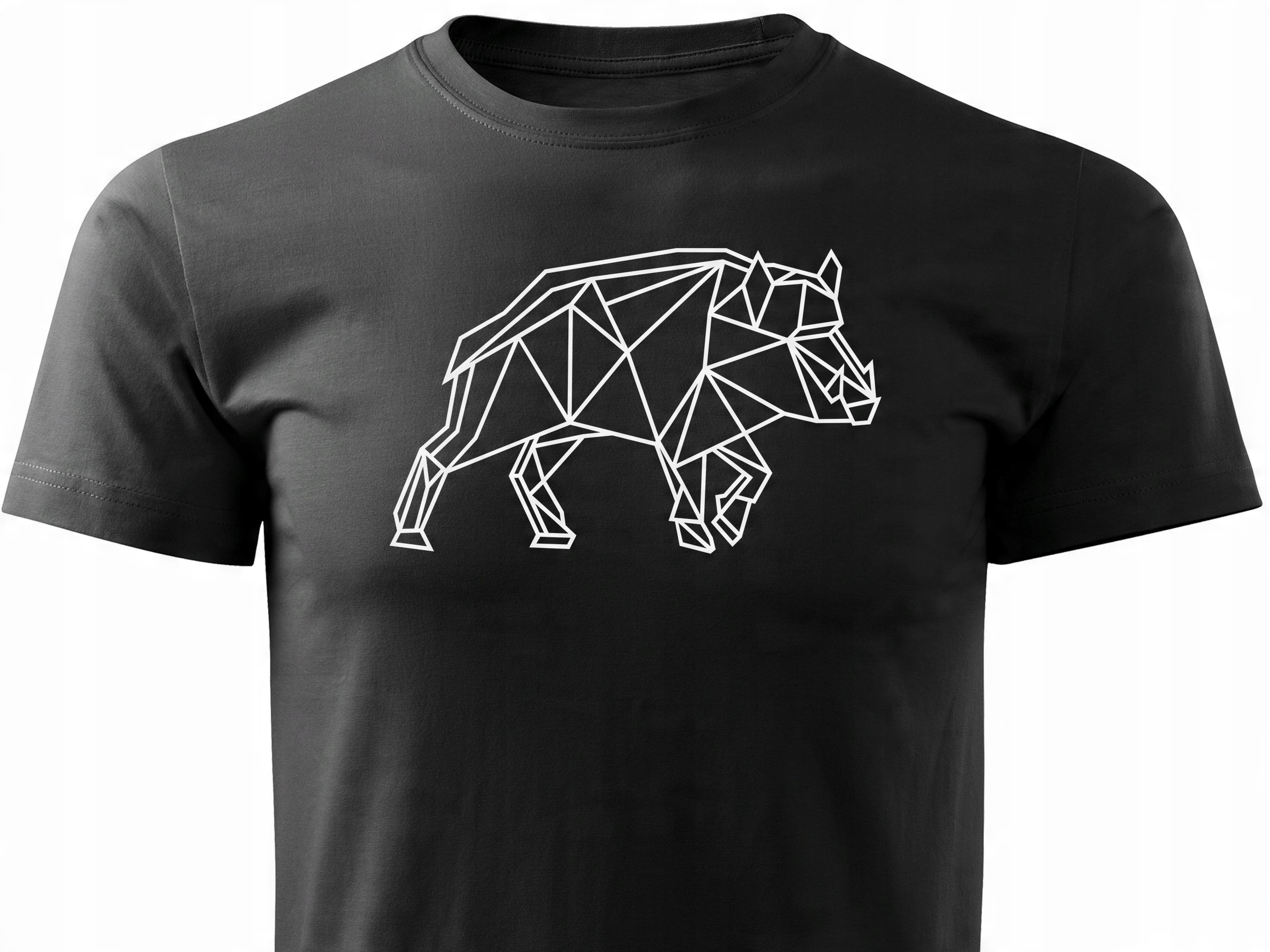 

Modny T-shirt z nadrukiem myśliwskim duży Dzik