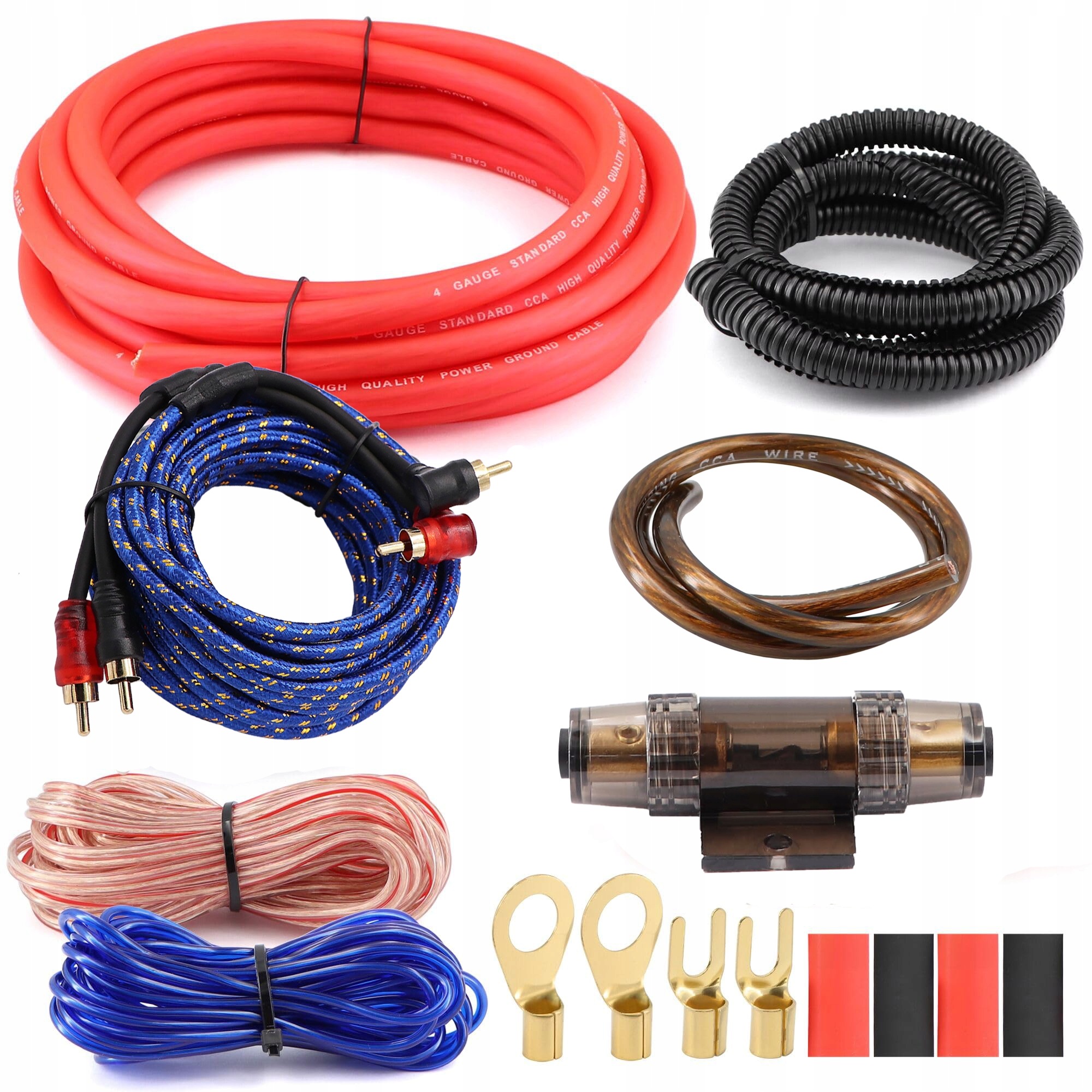 Zestaw przewodów car audio 800W 8GA Cca Rca do wzmacniacza subwoofera