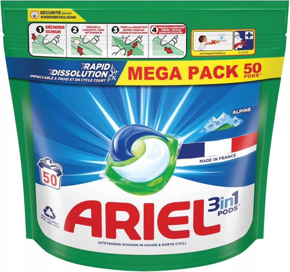 Ariel Alpine 3 in 1 Kapsle na praní 50 ks
